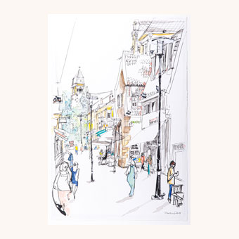 Yvonne Pretzsch Art - Bruchberg mit Gerichtsturm - Urban Sketching - Kunst - Detmold